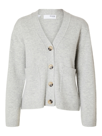 Selected Femme SlfCille LS Knit Cardigan Light Grey Melange